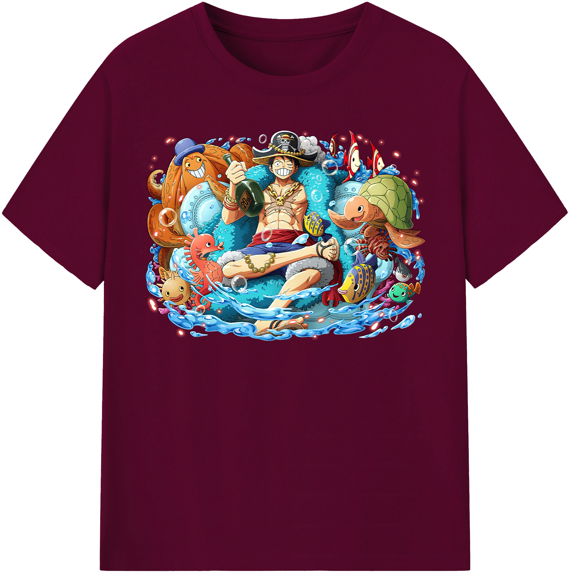 ワンピース モンキー・D・ルフィ ONE PIECE Monkey D. Luffy レディースカジュアルプリントTシャツ（綿100％）
